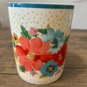 Floral Ceramic Utensil Container with Polka Dots